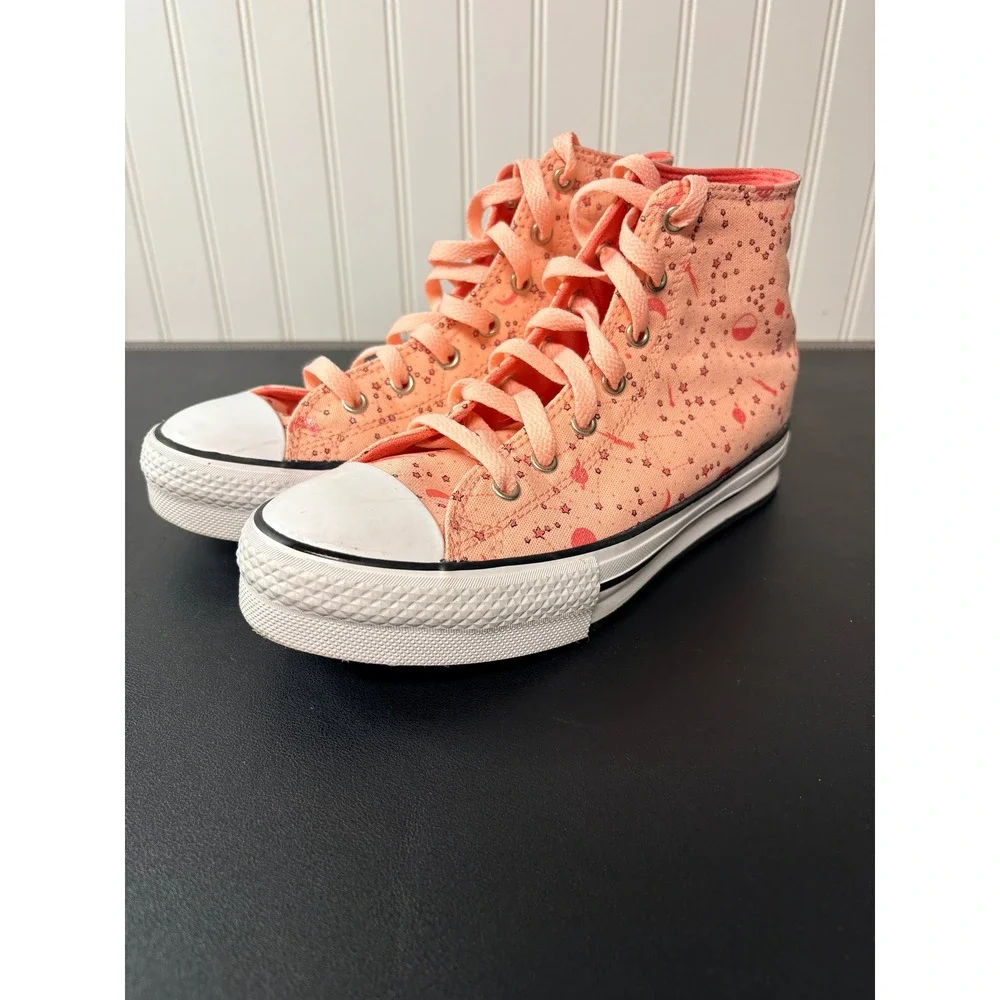 Converse Chuck Taylor High Top Celestial Star Moon Peach‎ SZ5 Women 7 673105C - Picture 2 of 10